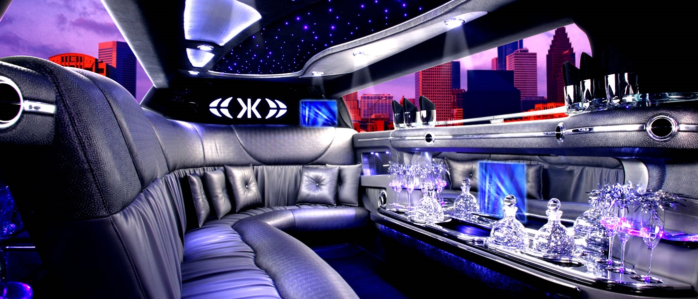 the inside of a limousine