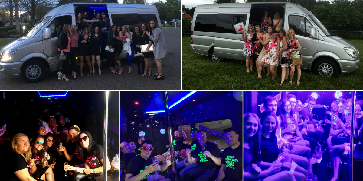 16 Seater Party Bus Hire Essex, Limo Style Party Bus